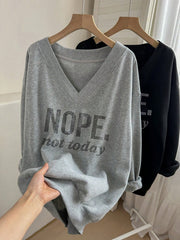 Two - Piece Set European and American Fashion Casual Sports Print V - Neck Long Sleeve Sweatshirt - veyora