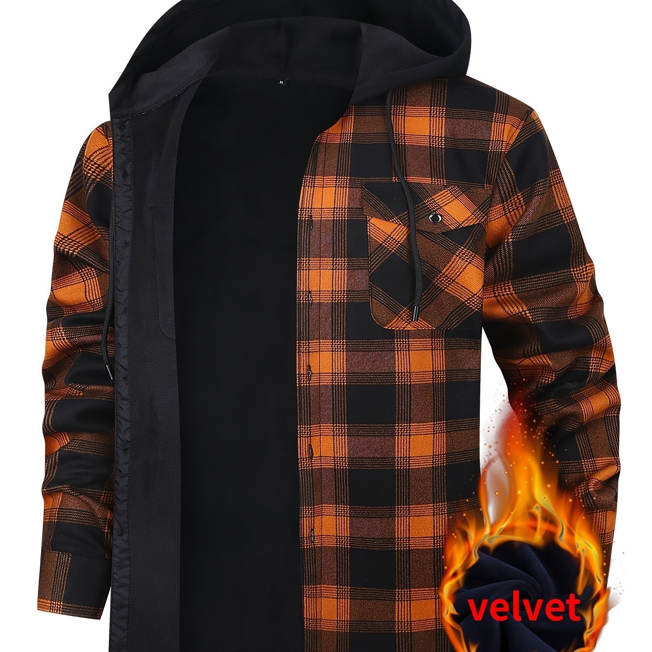 Men'S Durable Flannel Jacket - Insulated Hooded Coat with Front Pockets, Blue And Black Plaid Work Jacket for Logging, Winter Outdoor Work, Construction - Cold Weather Outerwear by ESEA, Winter Jackets - veyora