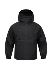 Men'S Windbreaker Jacket, Polyester 100% Solid Color, Hooded Zip - Up Sports Pullover, Long Sleeve, Regular Fit, Spring/Fall Season, Non - Stretch Woven Fabric, 135g/m² Weight, 75g/m² Lining - veyora