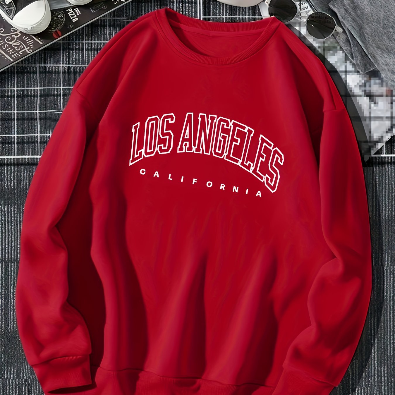 Los Angeles Print Preppy Sweatshirt, Long Sleeve Crew Neck Casual Sweatshirt For Winter & Fall, Women's Clothing - veyora