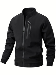 Men'S Casual Bomber Jacket | Spring - Autumn, Non - Stretch, Baseball Collar, Multiple Pockets, Zipper Closure - veyora