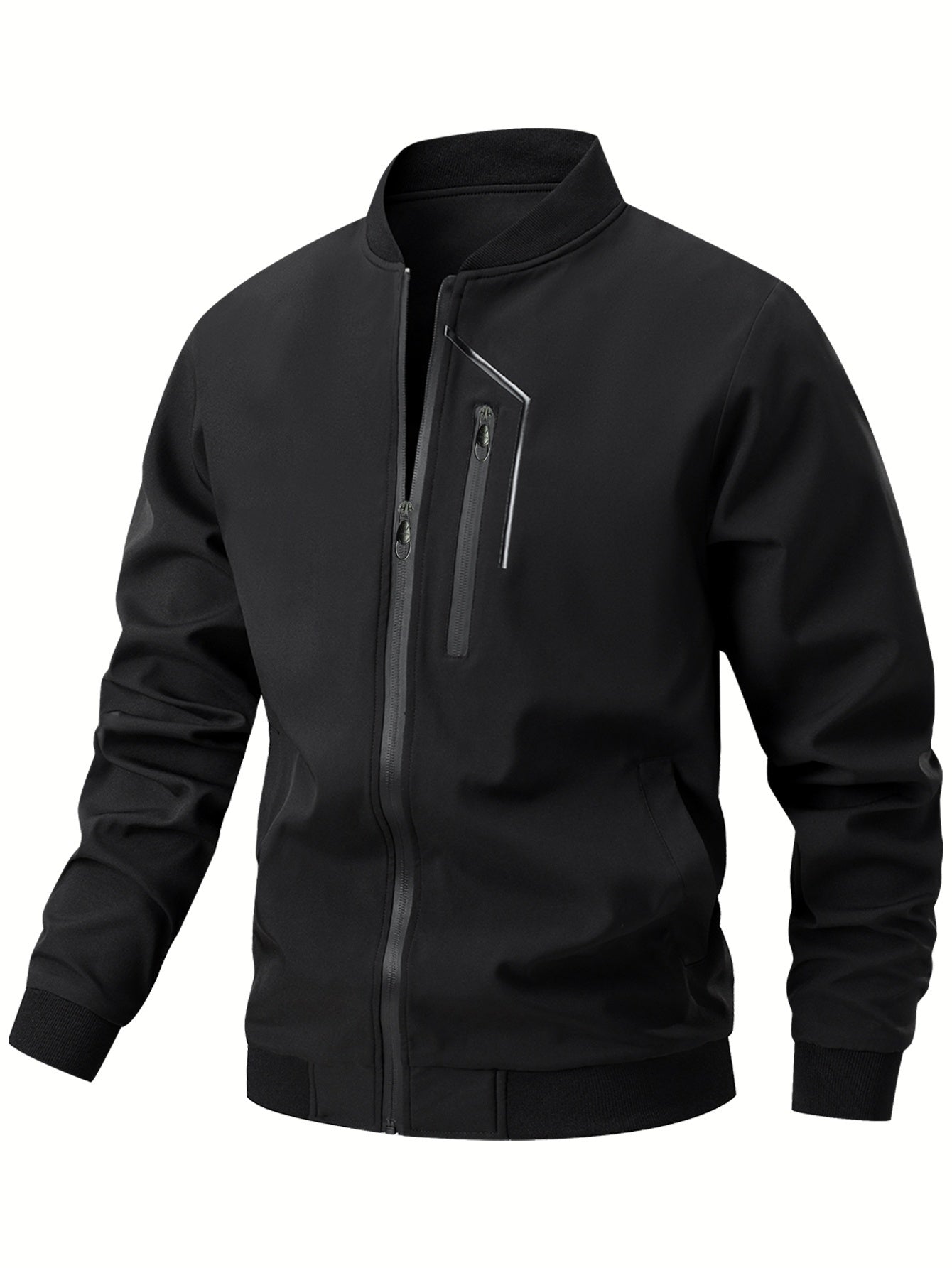 Men'S Casual Bomber Jacket | Spring - Autumn, Non - Stretch, Baseball Collar, Multiple Pockets, Zipper Closure - veyora