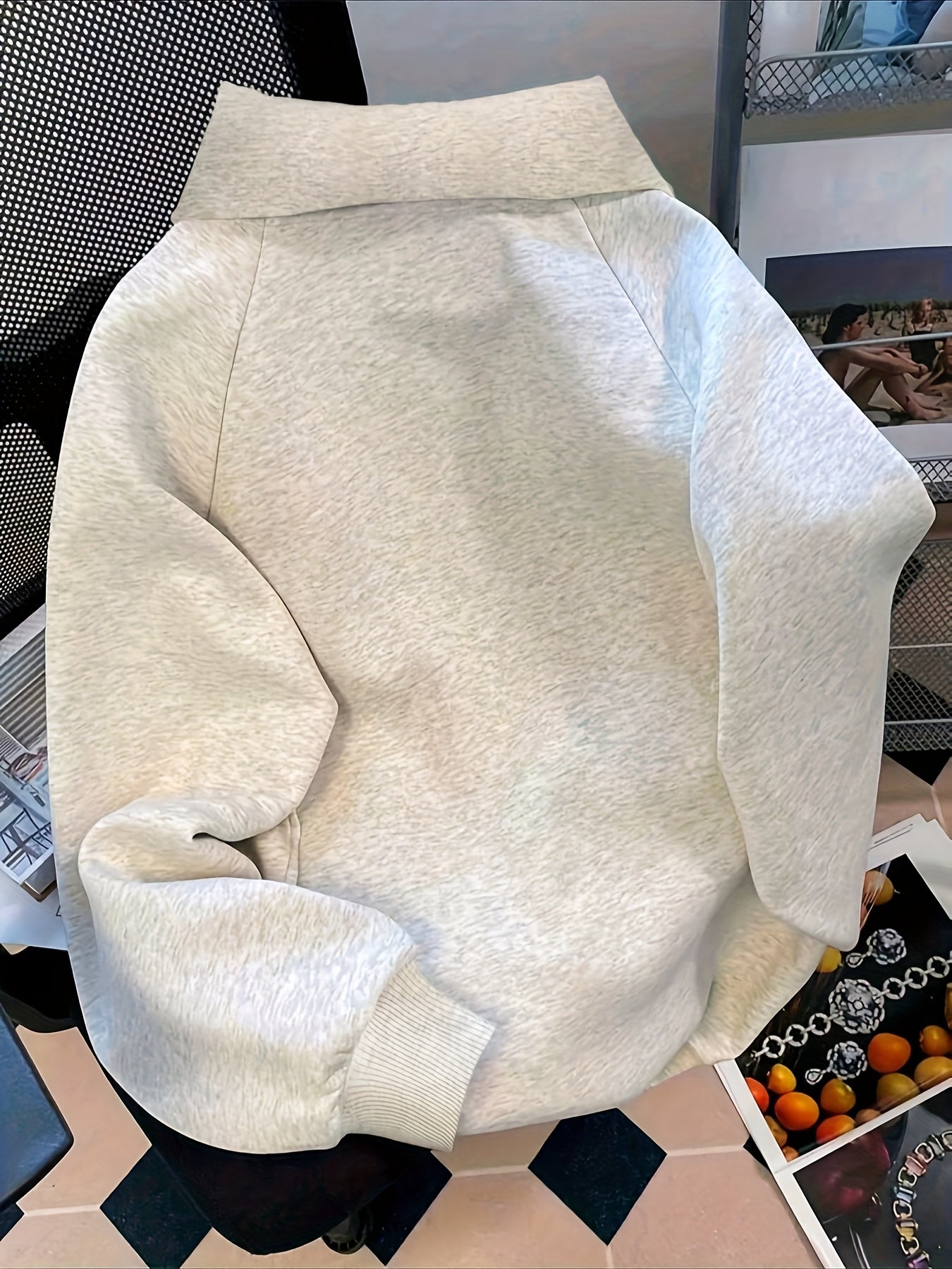 [Thickened Fleece | Solid Color] Thickened Fleece Women's Sweatshirt | Solid Color Autumn Winter | Adjustable Polo Collar V - Neck High - Neck Long Sleeve - veyora