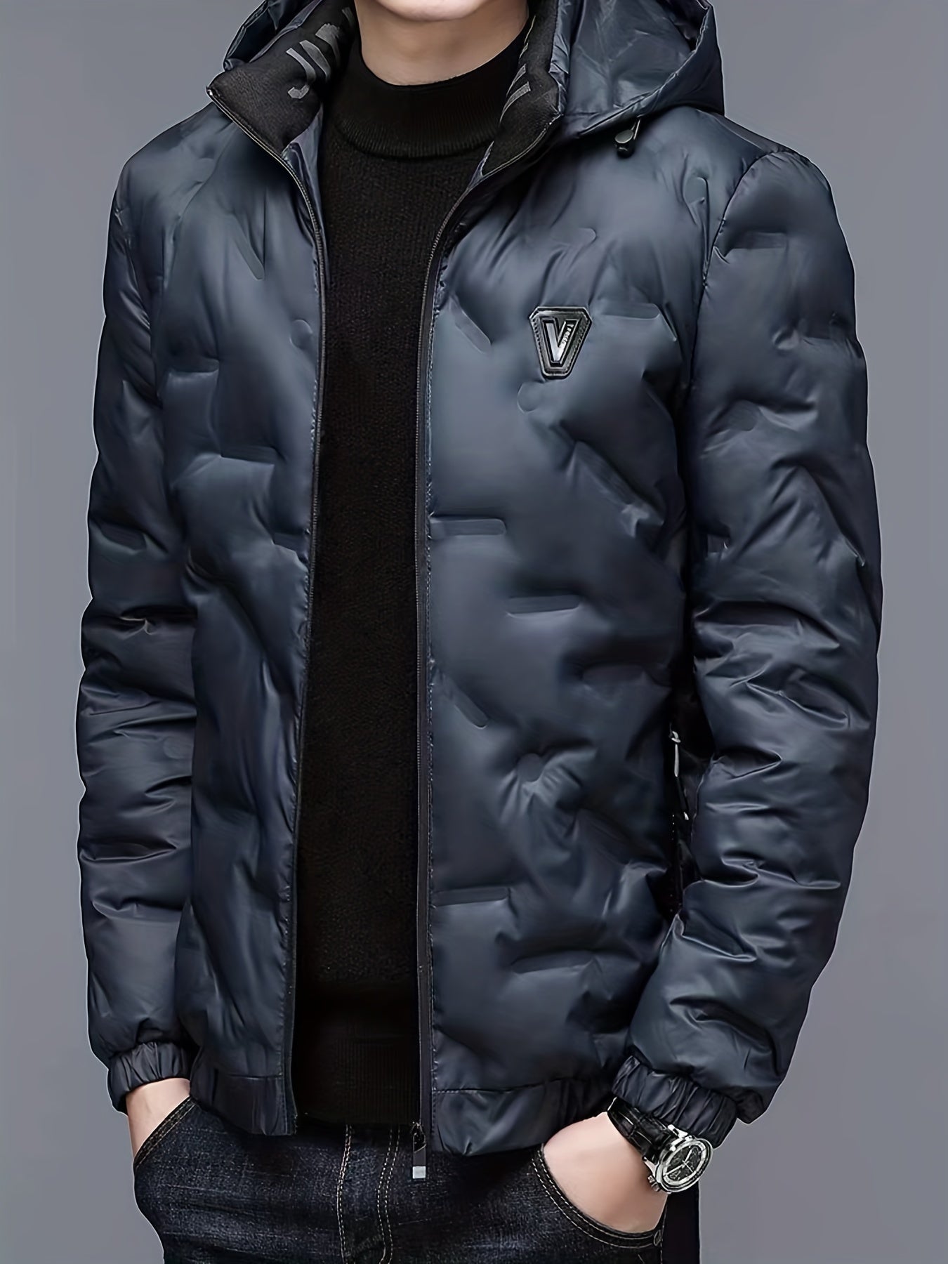 Men's Padded Hooded Windbreaker Jacket - veyora