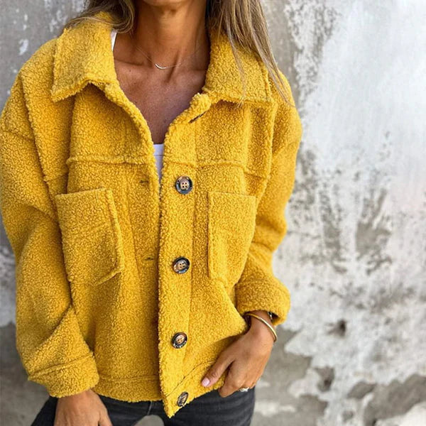 Stylish Short Wool Jacket with Lapels