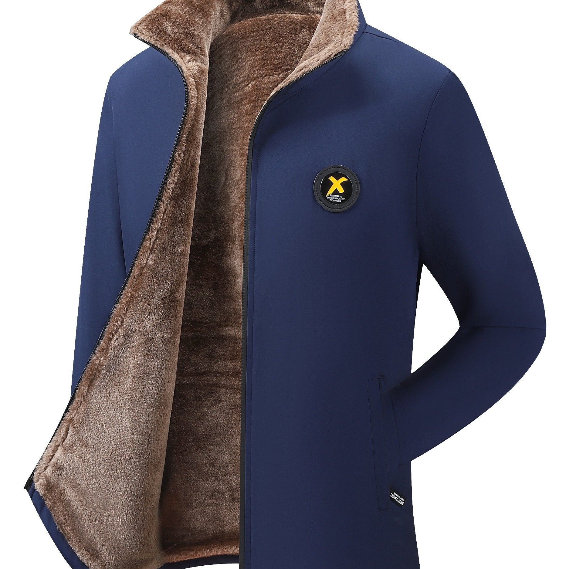 Men's New Stand - up Collar Casual Autumn and Winter Jacket Jacket Men's Velvet Padded Warm Fashion Winter Clothes - padded Jacket - veyora