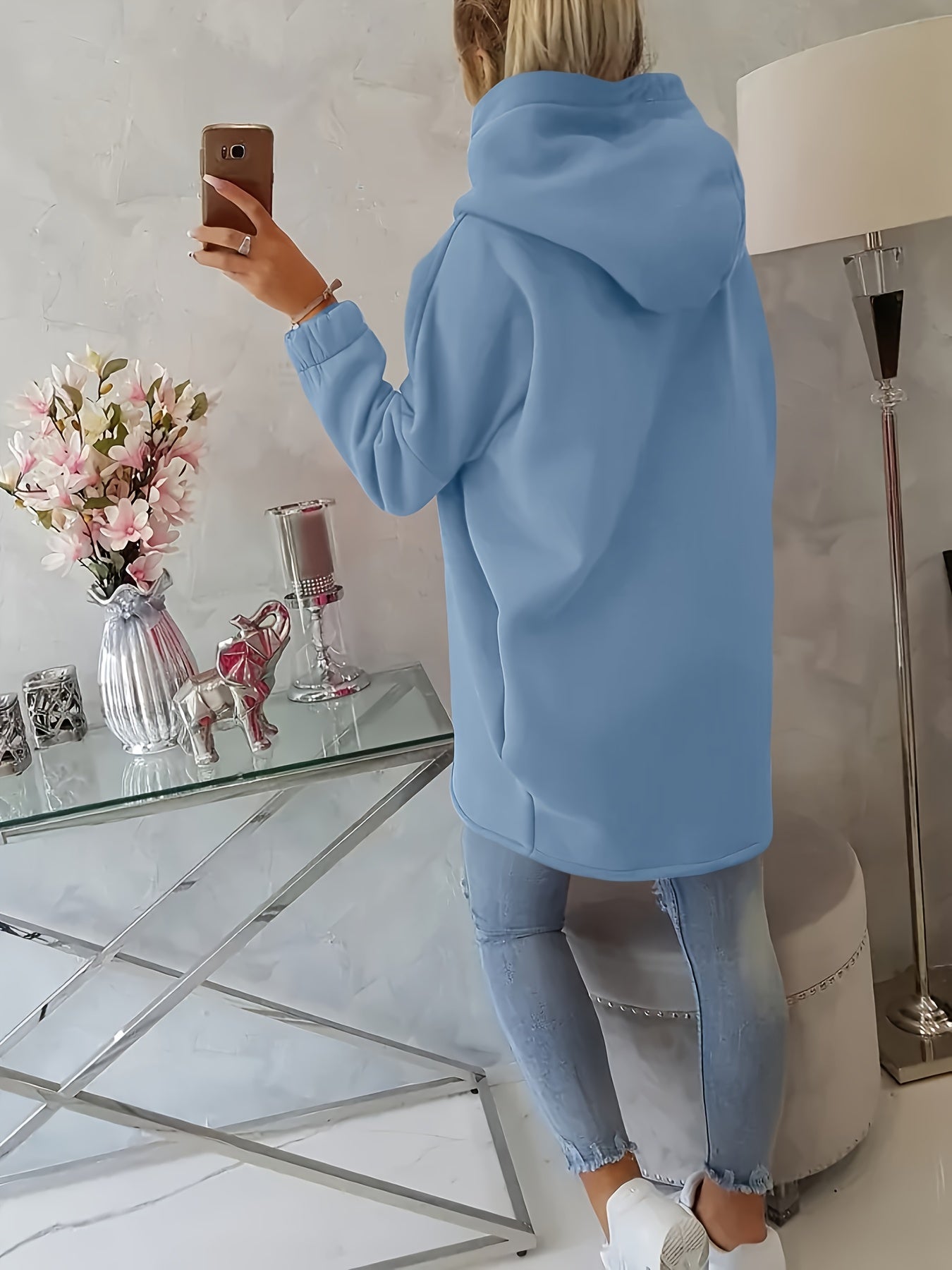 Women'S Cozy Pink Hooded Sweatshirt - Long Sleeve Pullover with Drawstring Hood, Soft Casual Winter Sweater for Fall & Winter, Everyday & Formal Outfits - Women'S, Winter Clothing, Fall Fashion, Comfortable Fit, Stylish Hoodie, Fashion Lovers - veyora