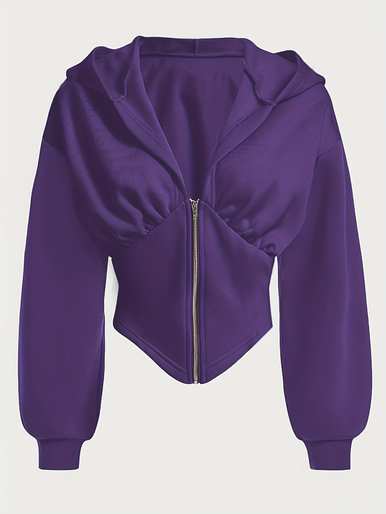 Zippered Color - Blocked Hoodie, Casual Long - Sleeve Sweatshirt, Women'S Apparel - veyora