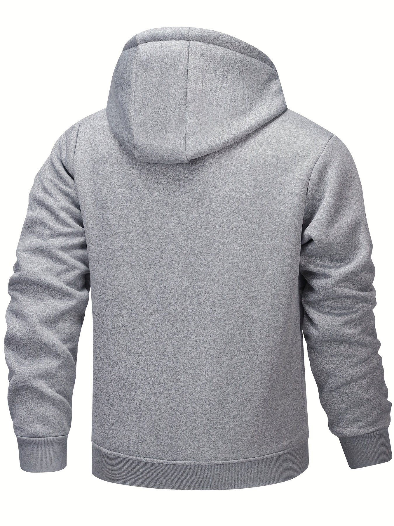 Men's Fleece - Lined Hooded Jacket - Casual Stretch Breathable Zip - Up with Drawstring Detail, Warm Polyester Outerwear for Fall/Winter Outdoor Activities, Zip Up Hoodie - veyora