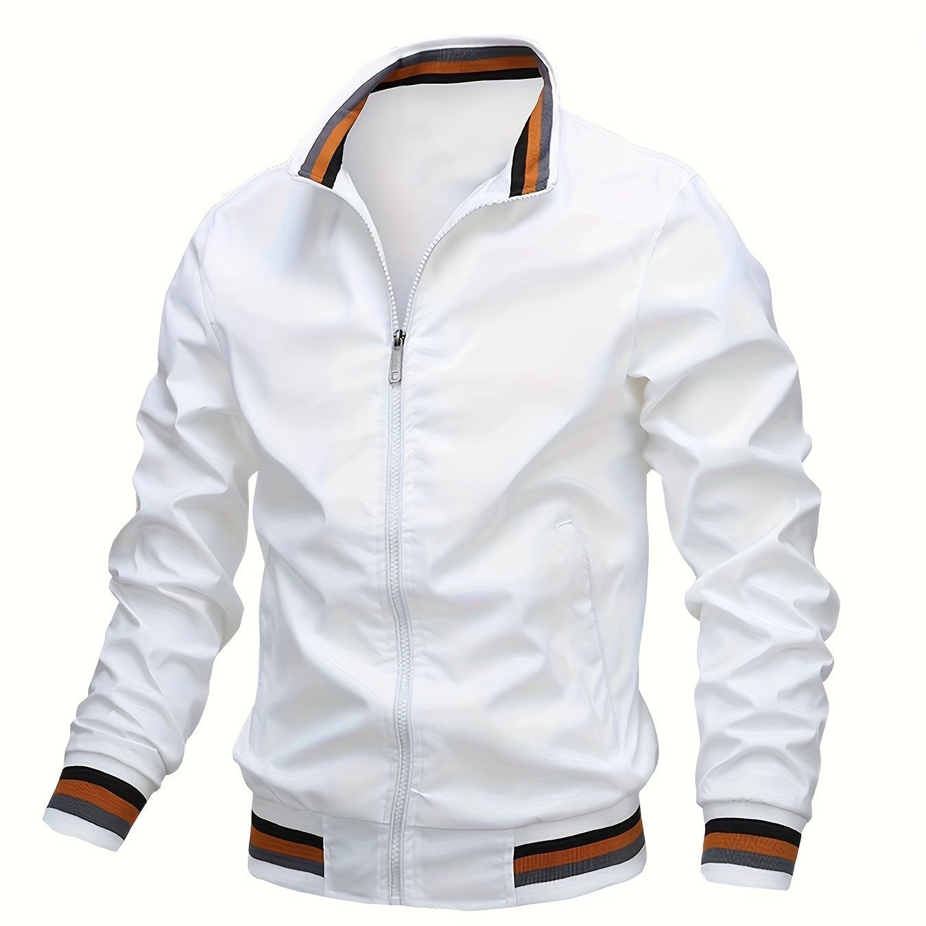 Men'S Lightweight Stand - Collar Cardigan Jacket for Spring And Autumn, Trendy Solid Color Casual Coat, Versatile Top for Young Men - veyora