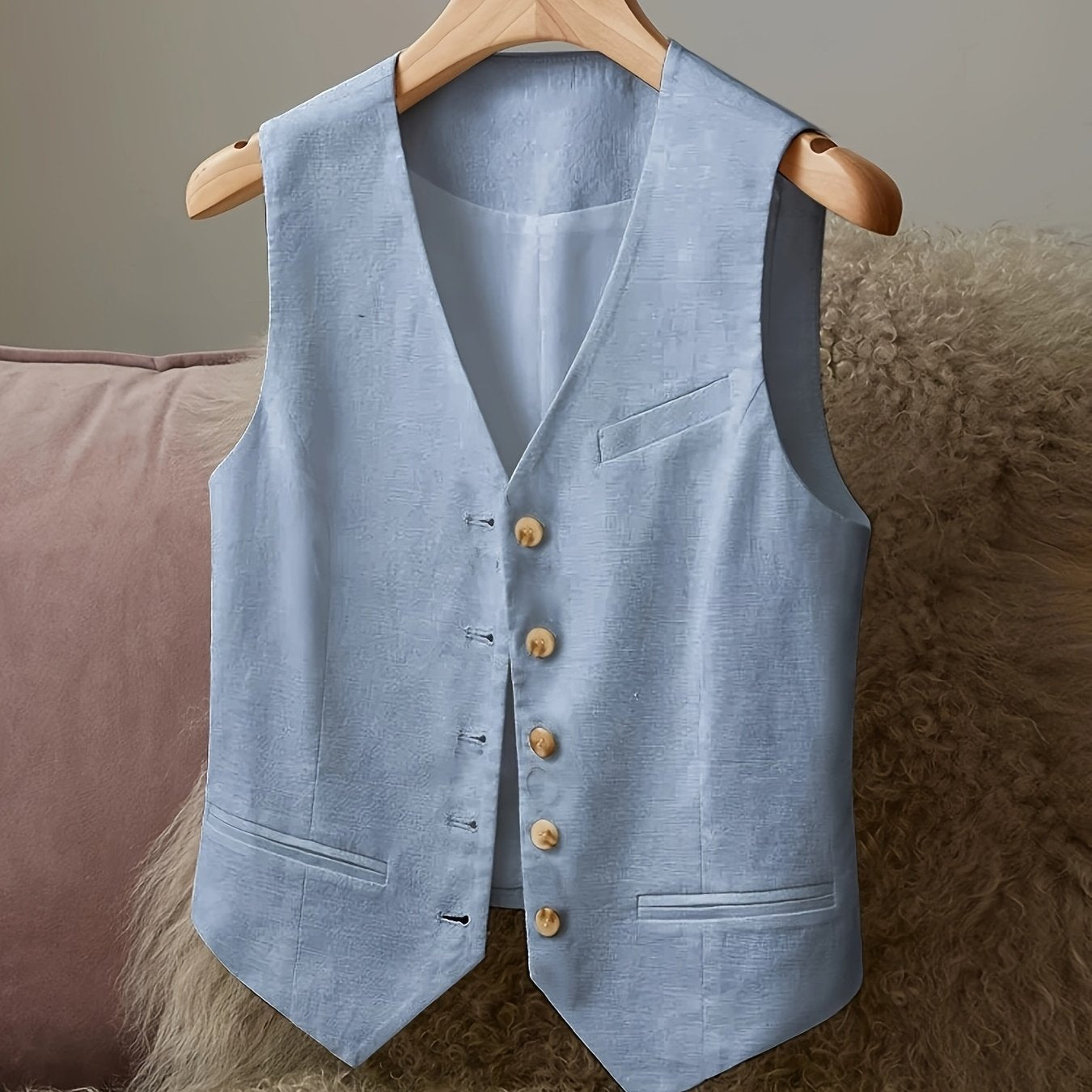 BK040924 Women's Casual Elegant Waist - cinching Jacket Vest Linen - veyora