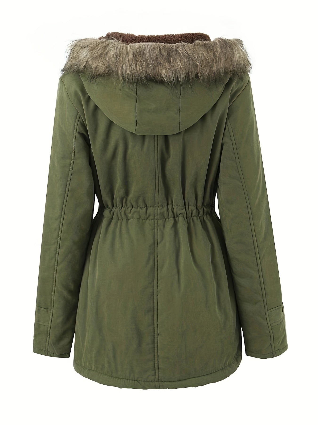 [Mid-Length Warm Parka Jacket] Women's Casual Long Parka Jacket - Warm, Mid-Length with Pockets, Polyester, Machine Washable