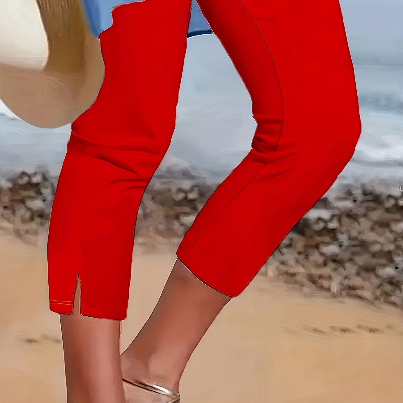 3657 Solid Color Hot Women's Elastic Waistband, Medium Stretch Fabric, All - Season Casual Pants - veyora
