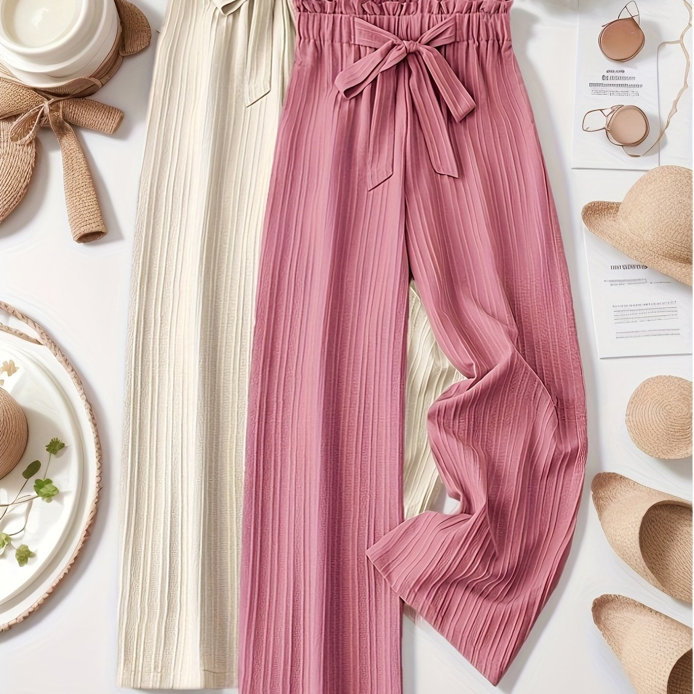 Two - Piece Women'S Clothing Loose Pleated Texture Trousers - veyora