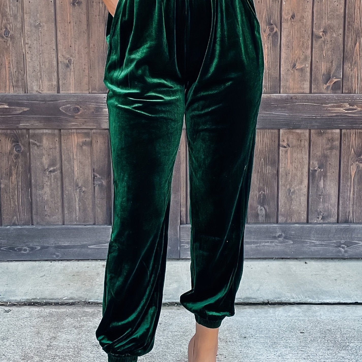 Solid Slant Pockets Pants, Casual Elastic Waist Pants For Spring & Fall, Women's Clothing - veyora