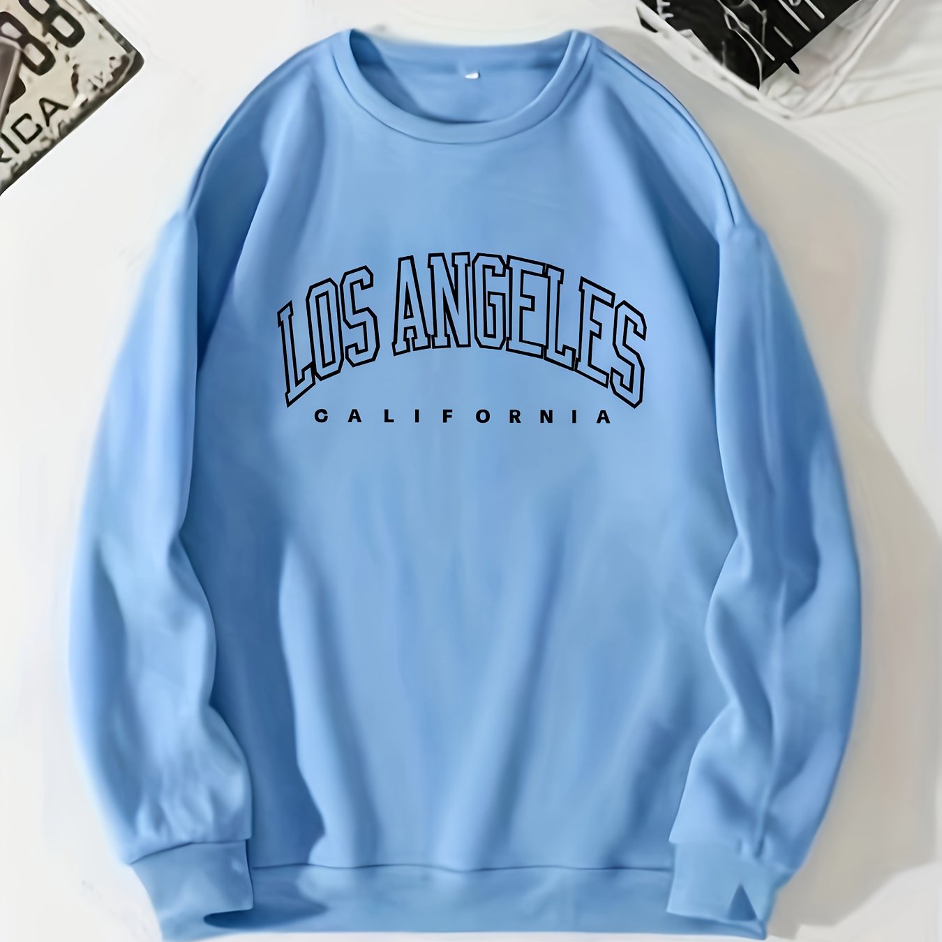 Los Angeles Print Preppy Sweatshirt, Long Sleeve Crew Neck Casual Sweatshirt For Winter & Fall, Women's Clothing - veyora