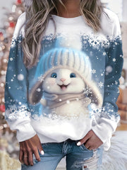 Fashionable Loose - Fitting Sweatshirt with Round Neck And Long Sleeves Featuring Christmas - Themed Prints from Europe And America - veyora