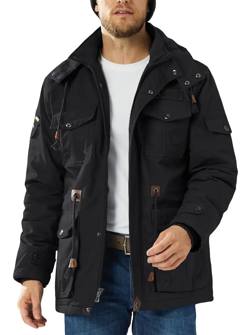 Men's Winter Cargo Jacket - Fleece - Lined, Water - Resistant, Windproof - veyora