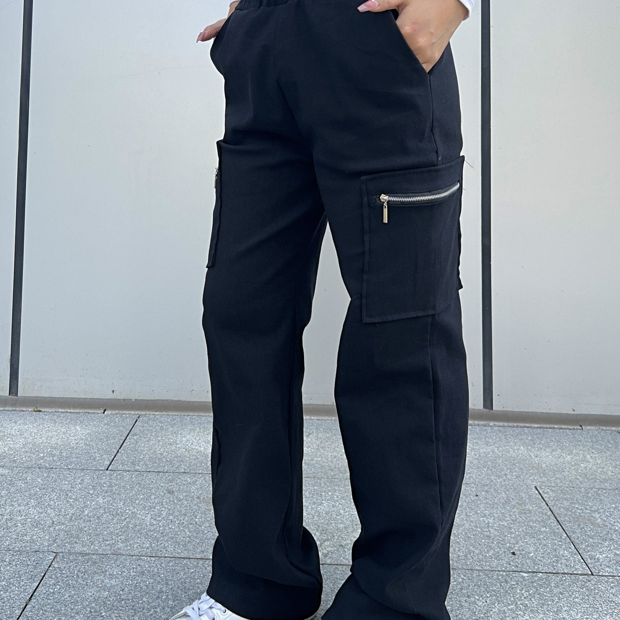 Straight Leg Cargo Pants, Y2K Streetwear Casual Pants, Women's Clothing - veyora