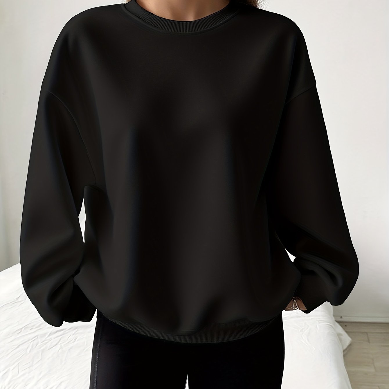 [Women's Athletic Sweatshirt] Women's Athletic Round Neck Sweatshirt - 100% Polyester Long Sleeve Pullover - Machine Washable Stretch Top - Autumn/Winter Casual Sportswear - Women's Winter Clothing - Women's Top - veyora