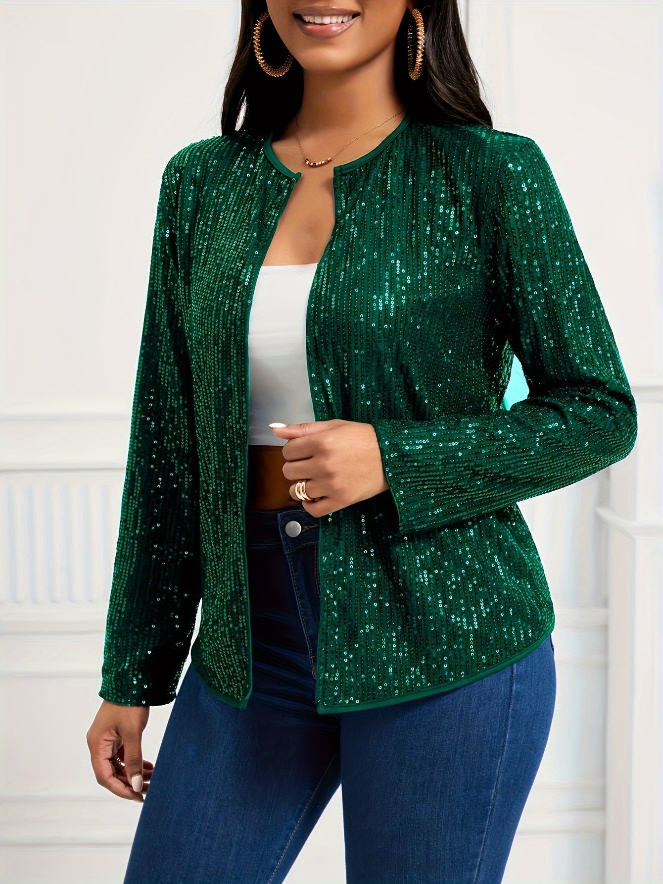 Fashionable Sequined Long - Sleeve Cardigan for Spring And Autumn - veyora
