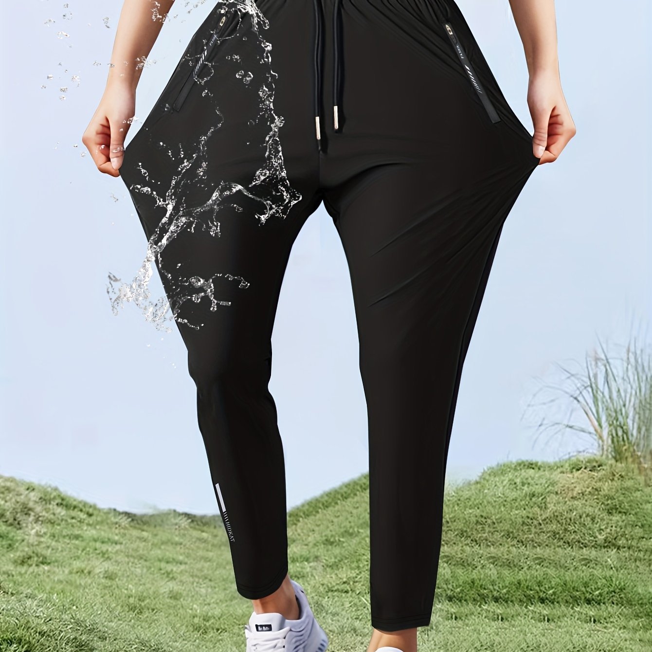 Women'S High - Elasticity Straight - Leg Ice Sliky Fiber Pants | Casual Solid Color Long Length with Drawstring Waist, Zipper Pocket, Quick - Dry for Spring/Fall - veyora