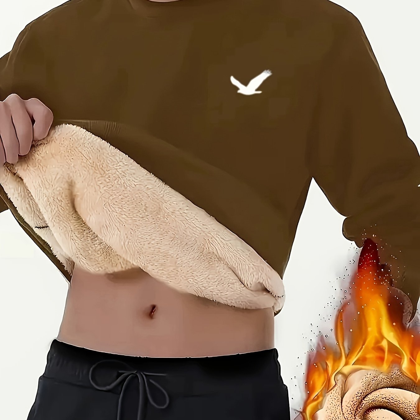 Autumn - Winter Men's Round Neck Thick - Lined Sweatshirt, Warm and Comfortable Inner Layer Top - veyora