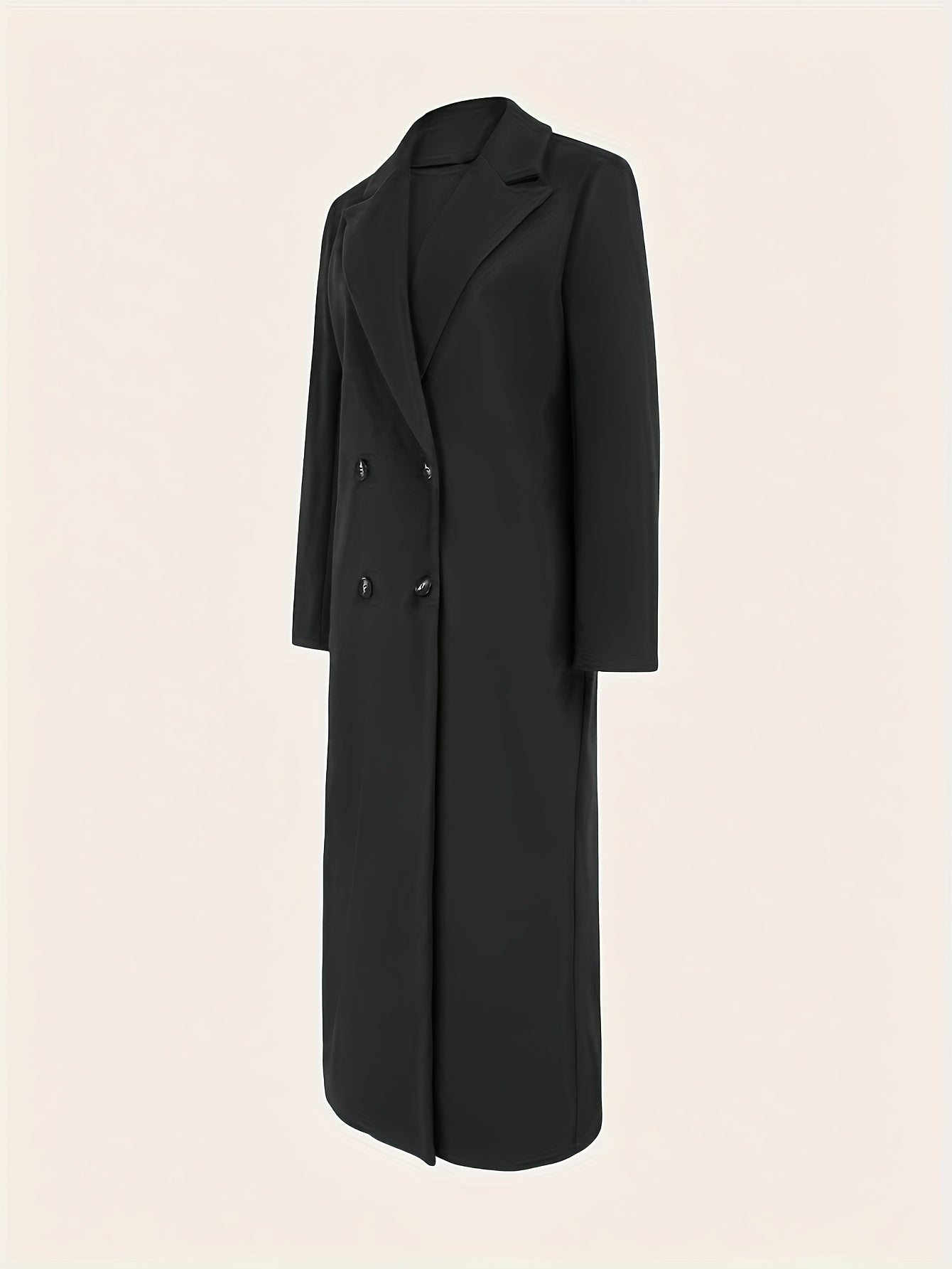 [Double-Breasted] Women's Long Coat - Chic Green Double-Breasted Trench with Large Buttons, Long Sleeves, and Side Pockets - Elegant Style for Fall/Winter Fashion