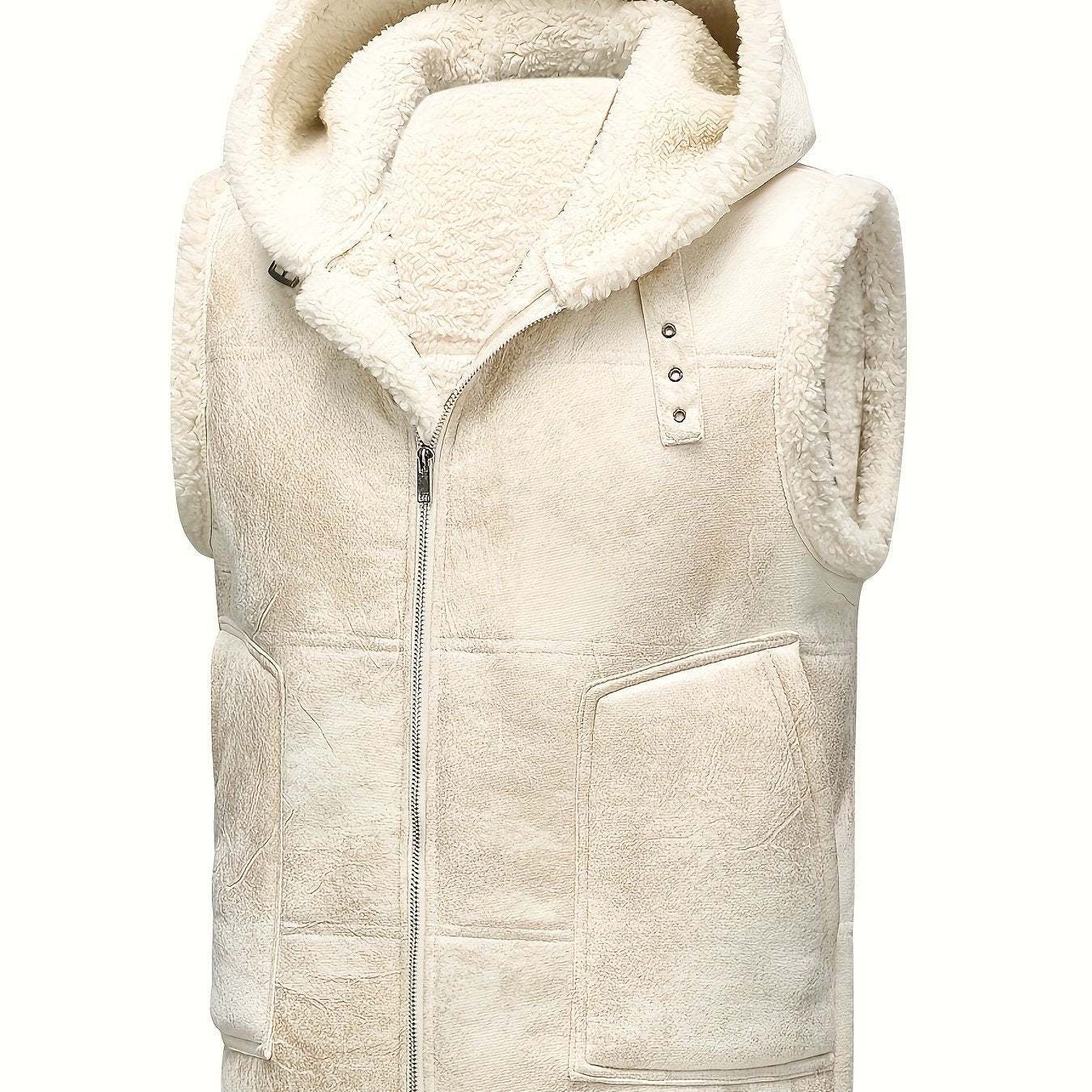 Men's Faux Fur - Lined Hooded Vest, Thickened and - Lined, Fashionable Windproof and Warm Outer Jacket for Men - veyora