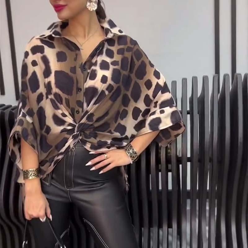 Amelia™ - Elegant Leopard Pattern Blouse - veyora