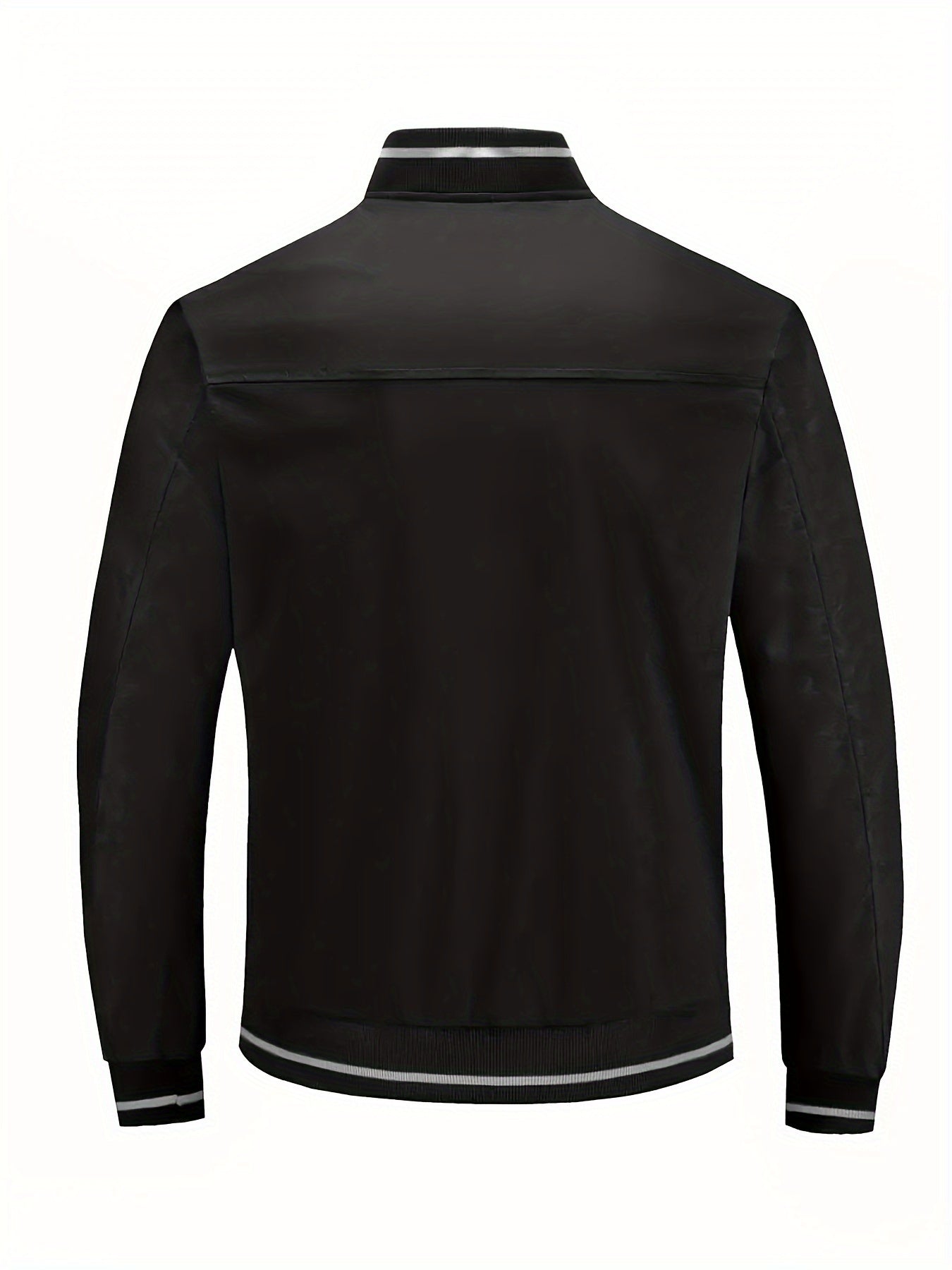 Men'S Lightweight Casual Stand Collar Pilot Jacket, Solid Color Long Sleeve, Suitable for Spring And Autumn, Easy to Wear And Windproof - veyora