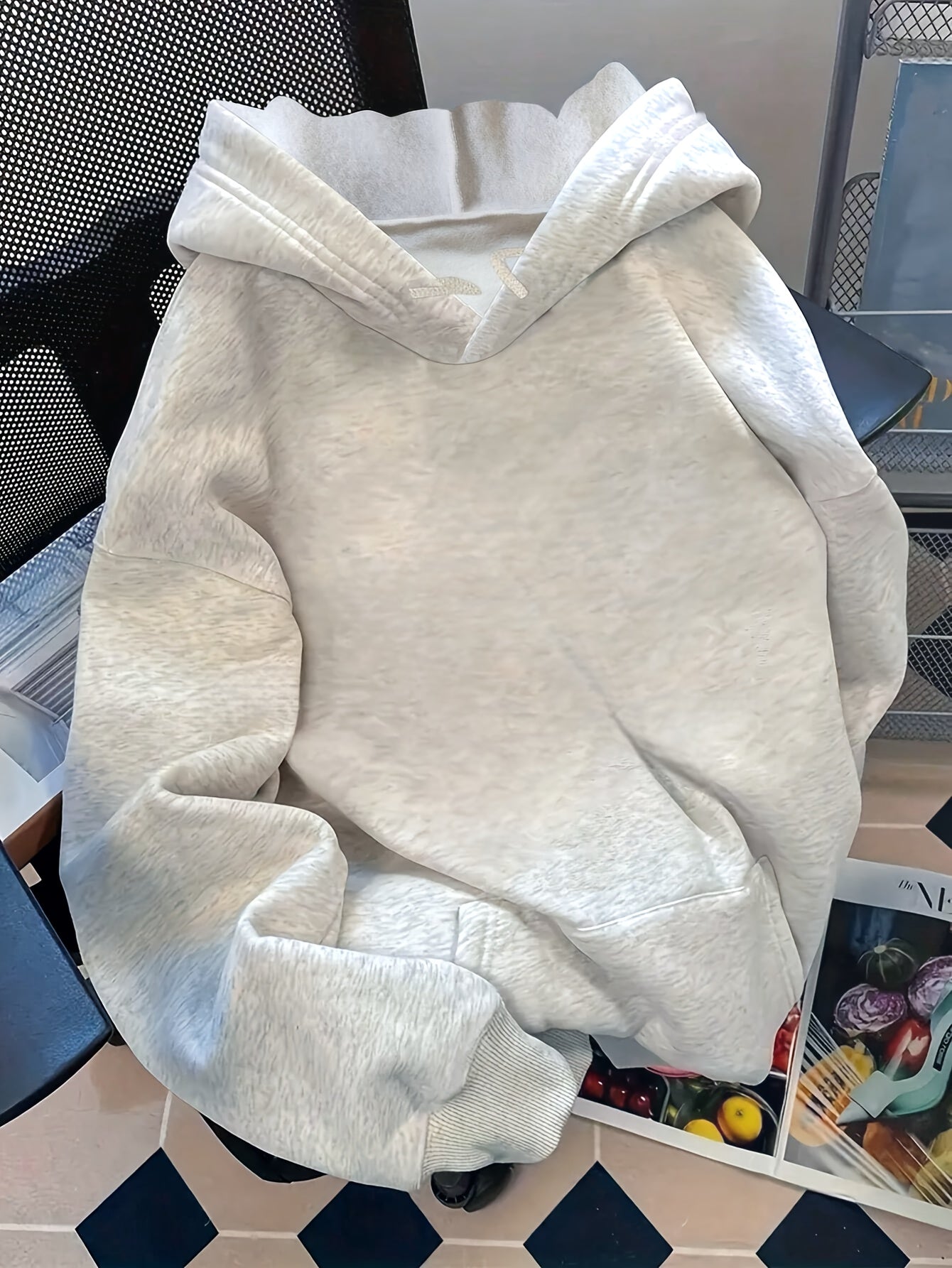 Women's Hoodie with Letter and Floral Pattern Back Print Kangaroo Pocket. New Autumn/Winter Versatile Top - veyora