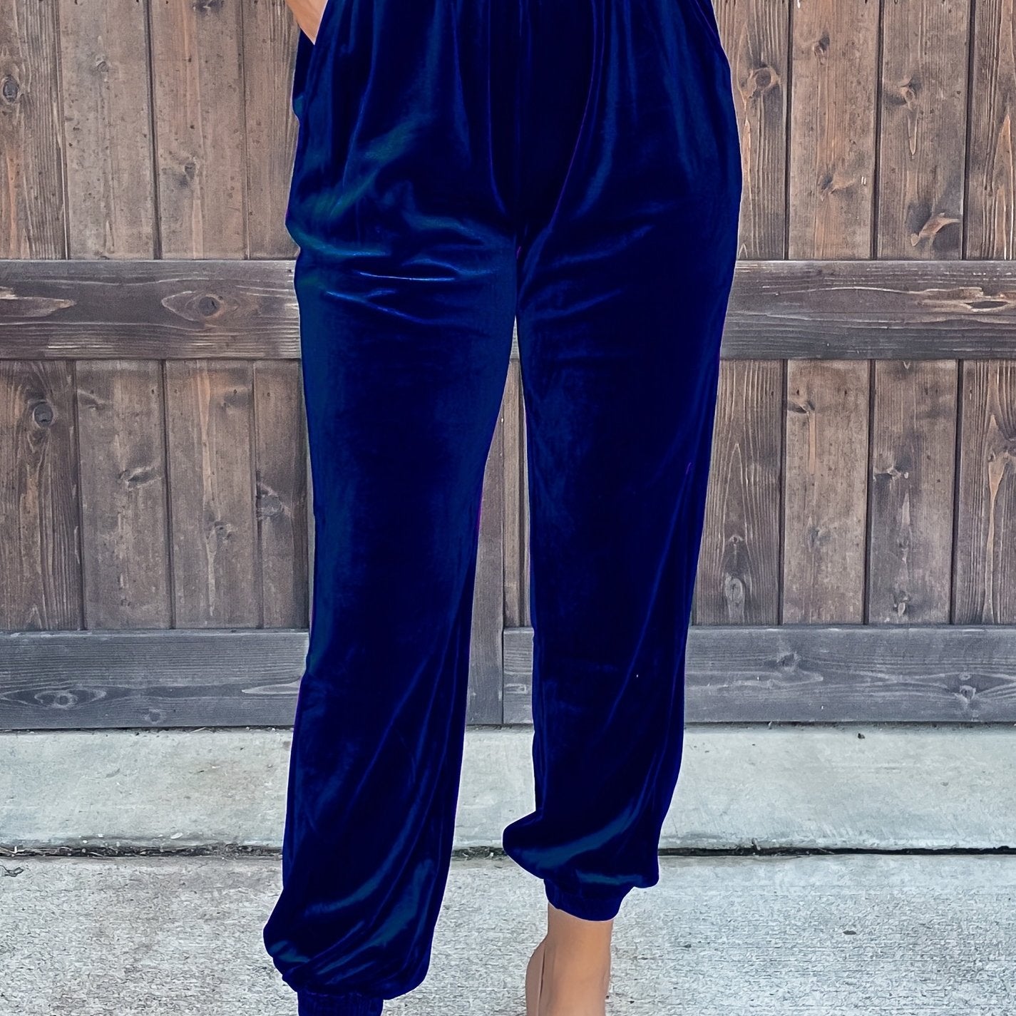 Solid Slant Pockets Pants, Casual Elastic Waist Pants For Spring & Fall, Women's Clothing - veyora