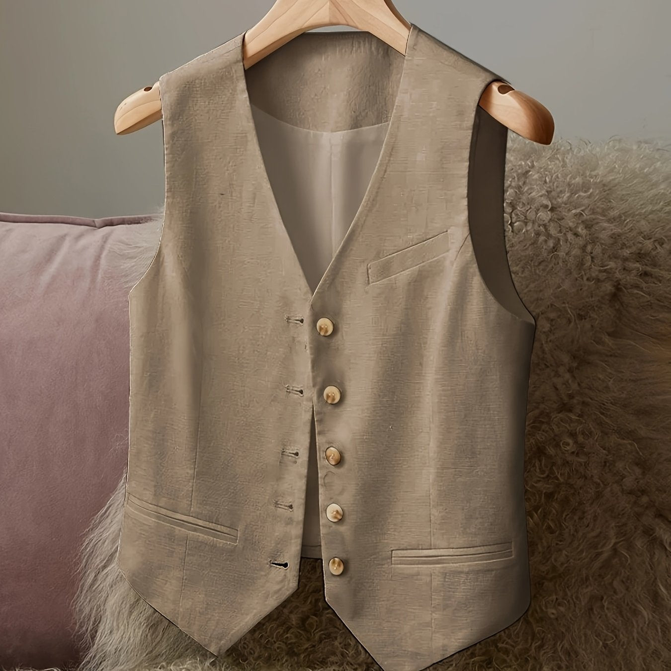 BK040924 Women's Casual Elegant Waist - cinching Jacket Vest Linen - veyora