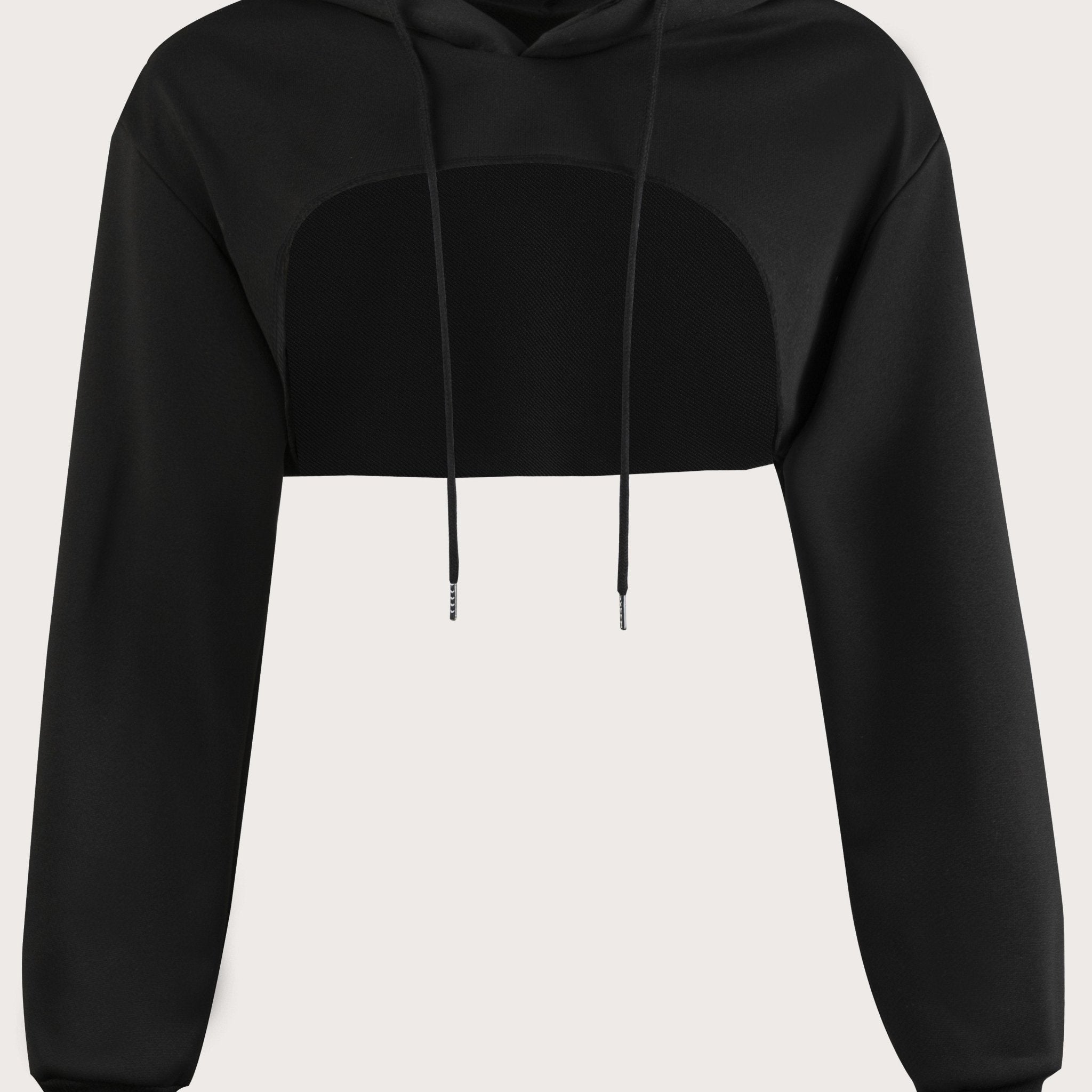 Drawstring Detail Super Short Hoodie - veyora