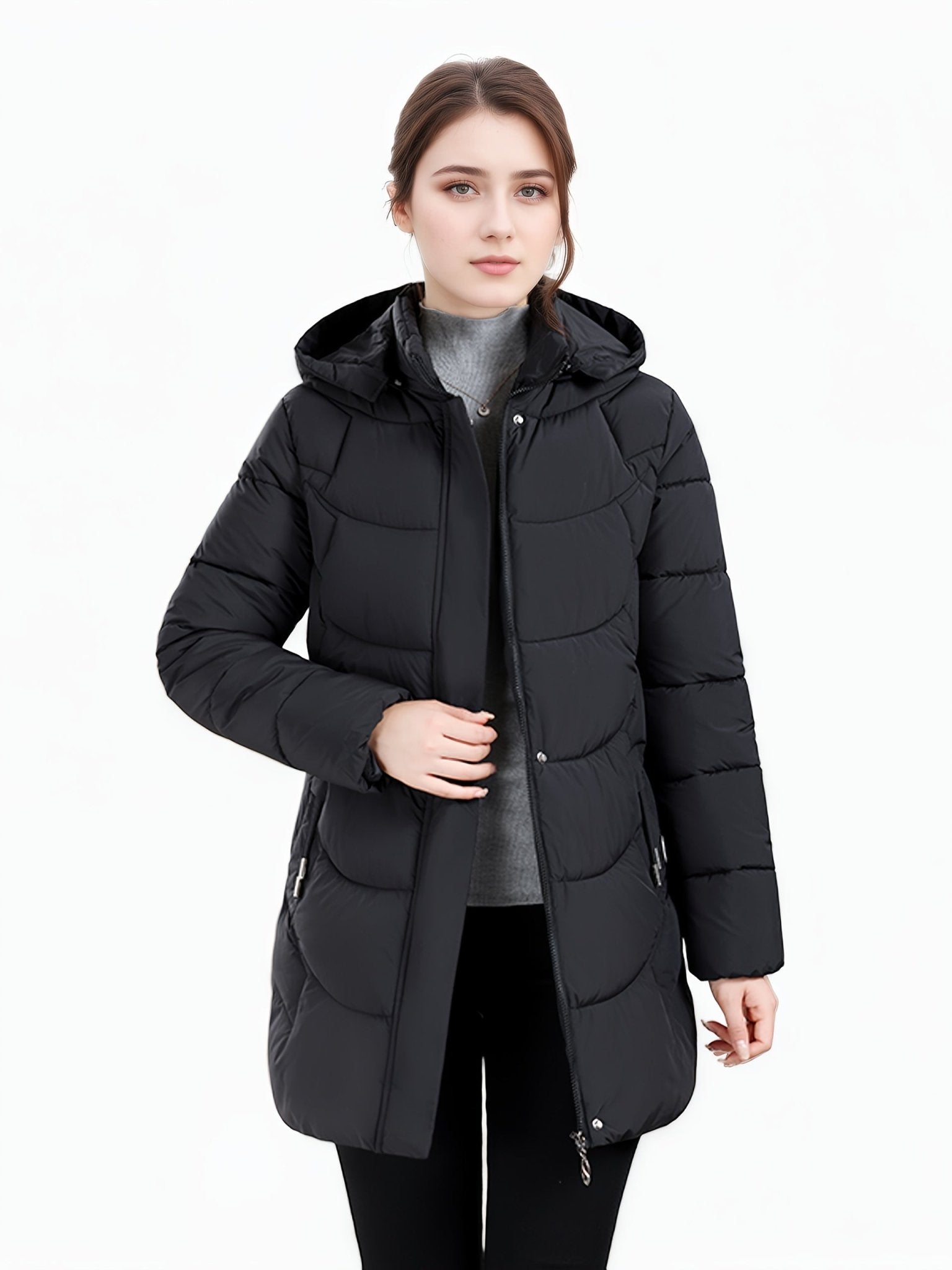 2025 New Women's Autumn/Winter Padded Long Coat, Fashionable Christmas Gift Jacket with Hood - veyora