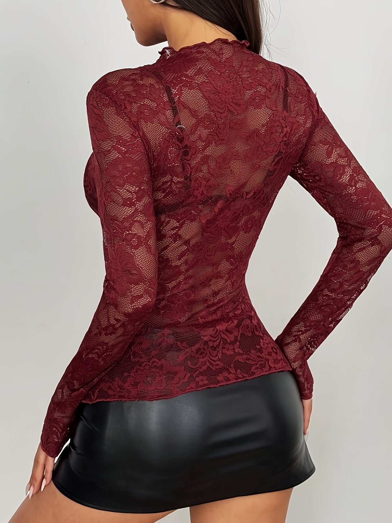 Women's Sexy Lace Sheer Top - veyora