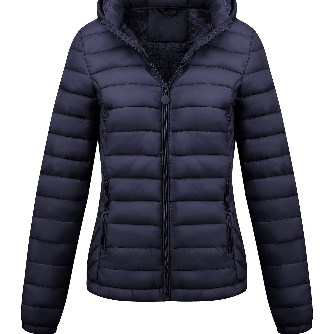 Women's Autumn/Winter Simple Lightweight Hooded Commuter Padded Coat with Pockets - veyora