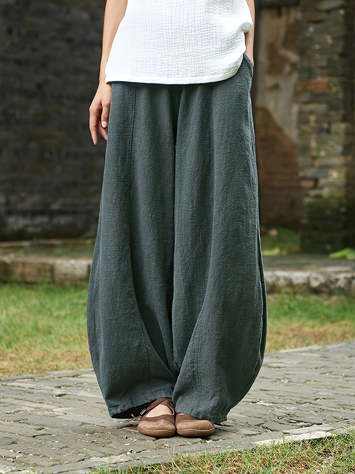 Elegant Loose Harem Pants, Comfortable Long Trousers for Women, Stylish for Outdoor Casual Wear, Sophisticated Yet Relaxed Women'S Clothing, Suitable for Festivals And Events, High Quality, Classic Elegance, on, for Ladies, Chic And Graceful - veyora