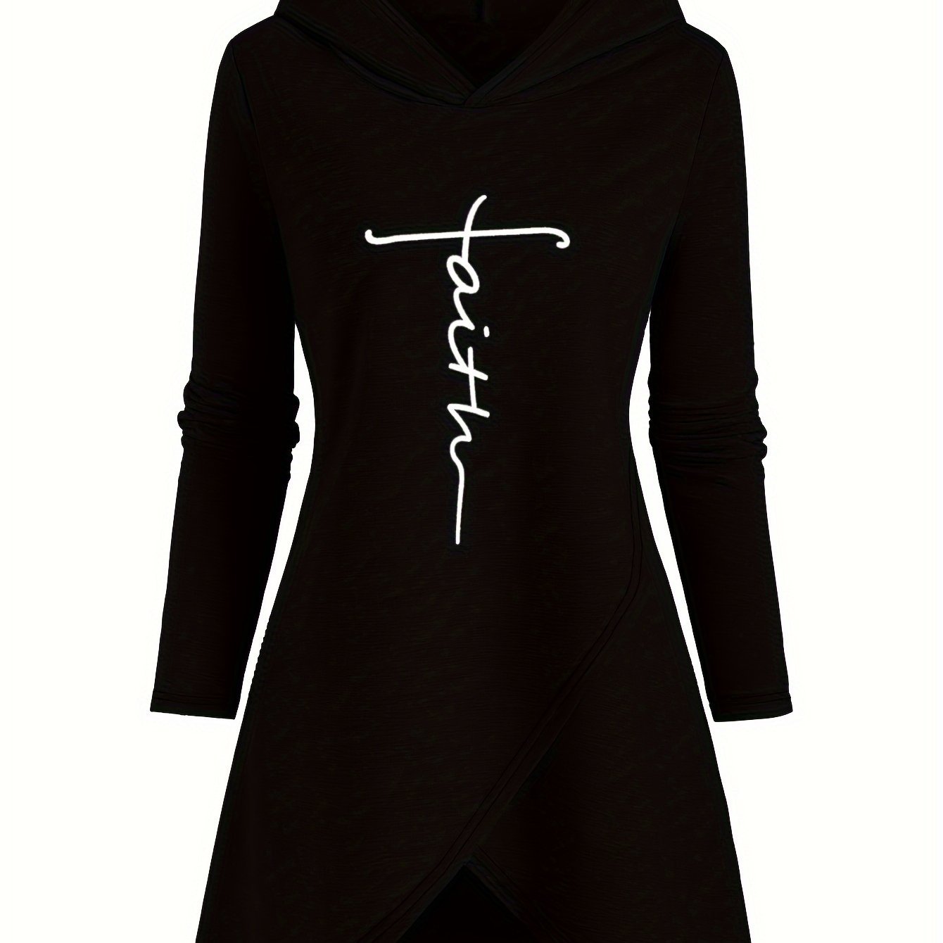 Women's Front Cross Casual Letter Print Long Sleeve Hoodie - veyora