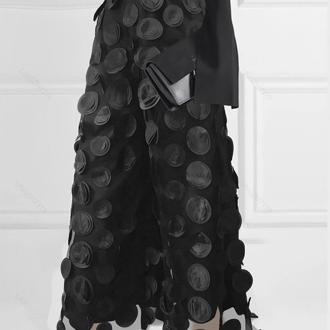 Heavyweight Three - dimensional Polka Dot Black Mesh Pants - veyora