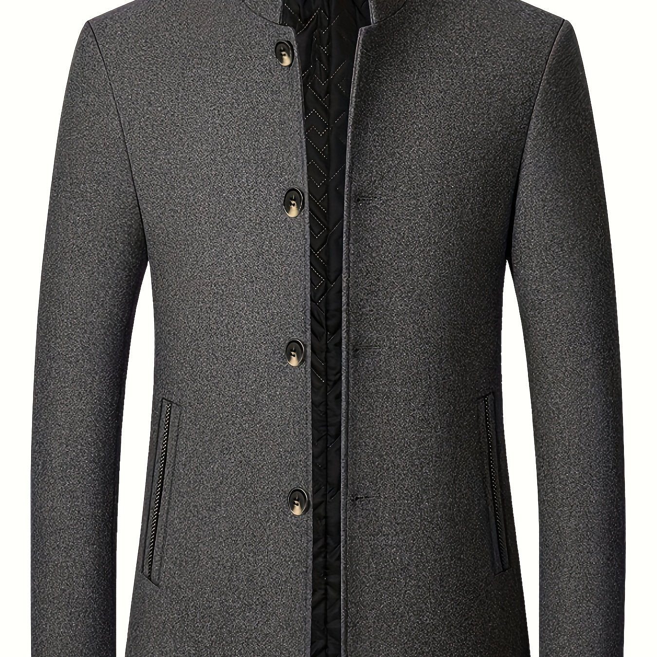 New Men's Tweed Jacket, Mao Suit Style Stand Collar Autumn/Winter Outerwear, Men's Tweed Sports Jacket - veyora