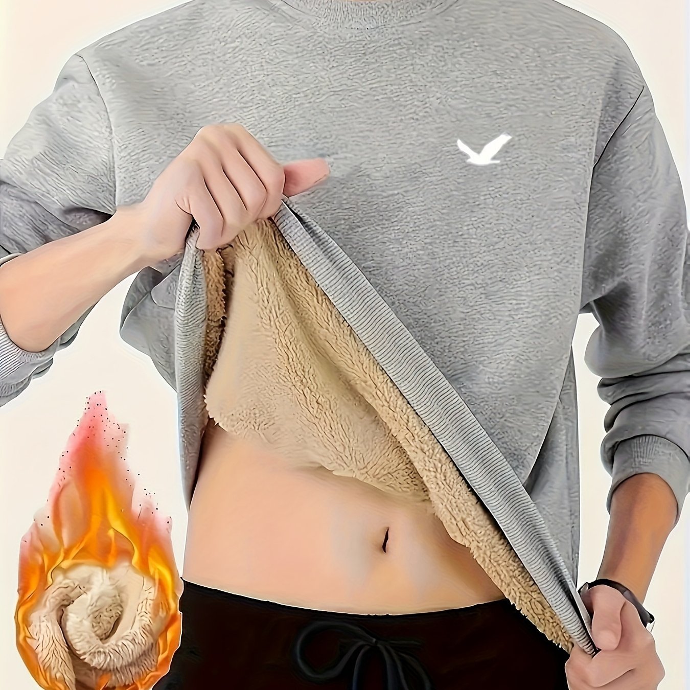 Autumn - Winter Men's Round Neck Thick - Lined Sweatshirt, Warm and Comfortable Inner Layer Top - veyora