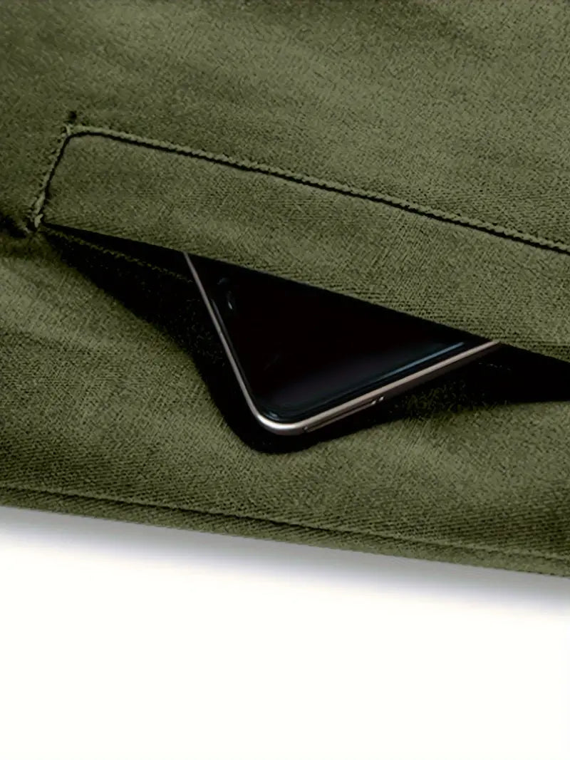 Men's Casual Cotton Jacket with Fleece Lining, Solid Color, All - Season - veyora