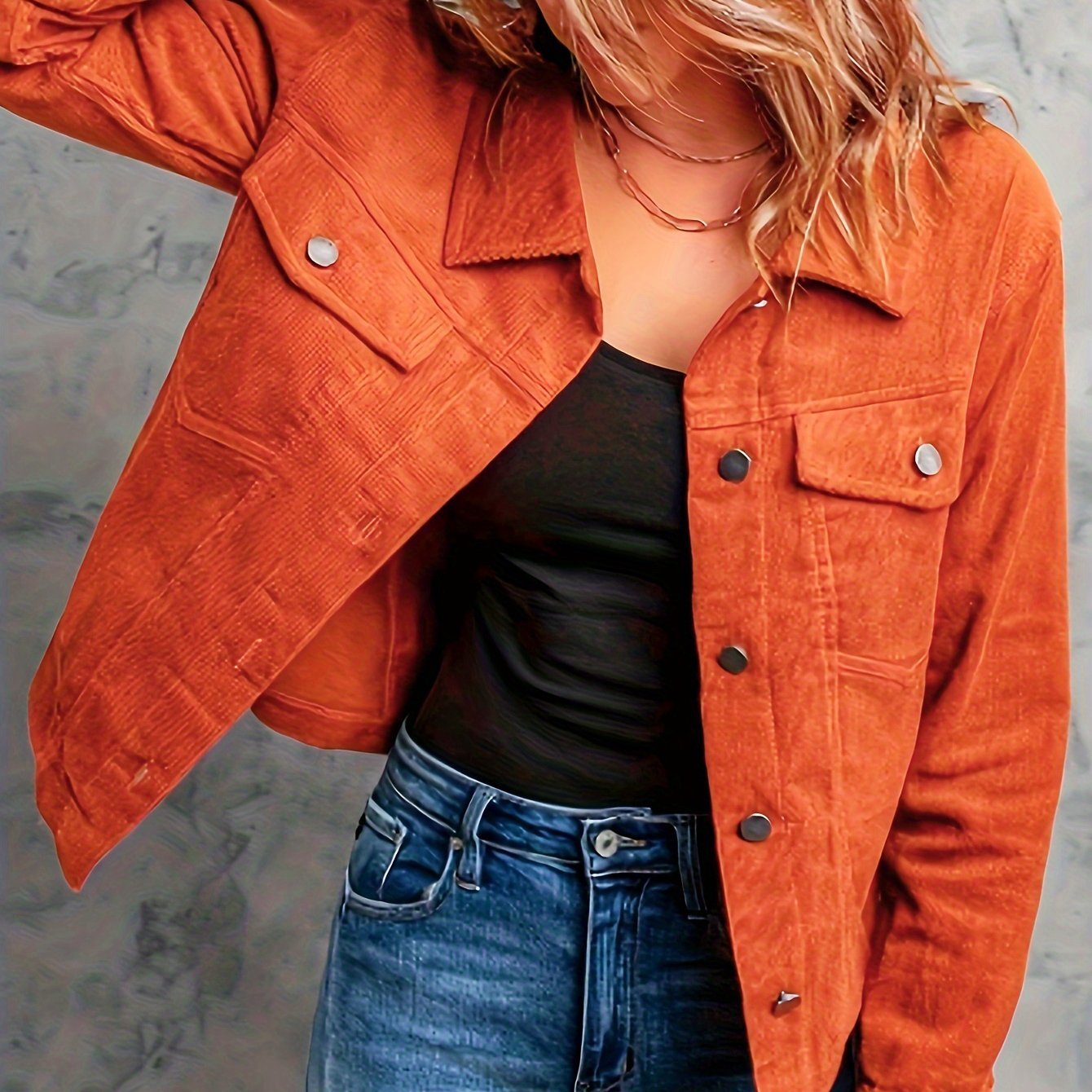 Vacation - Oriented Women'S Loose Top Solid Color Corduroy Jacket Casual Button Shirt - veyora