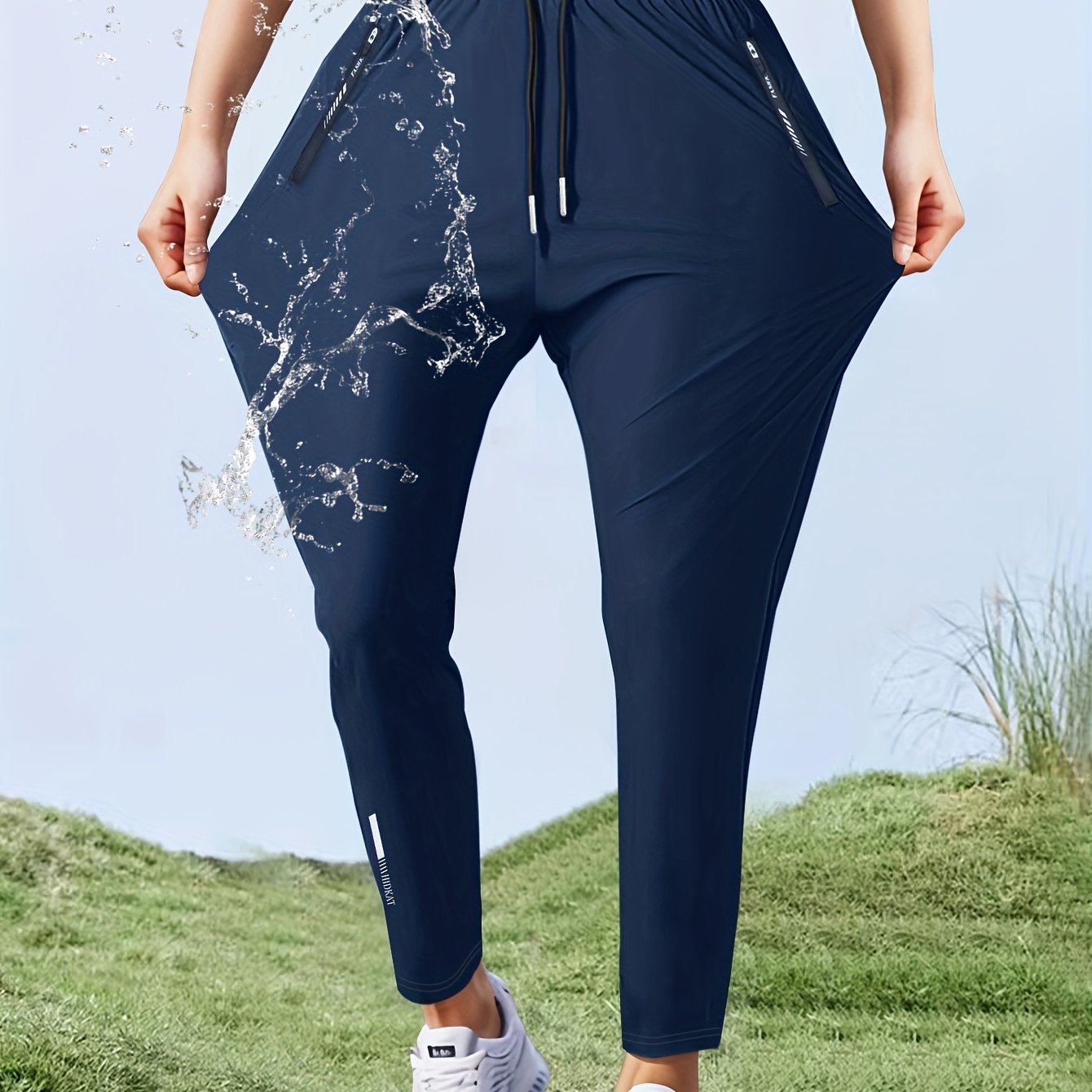 Women'S High - Elasticity Straight - Leg Ice Sliky Fiber Pants | Casual Solid Color Long Length with Drawstring Waist, Zipper Pocket, Quick - Dry for Spring/Fall - veyora