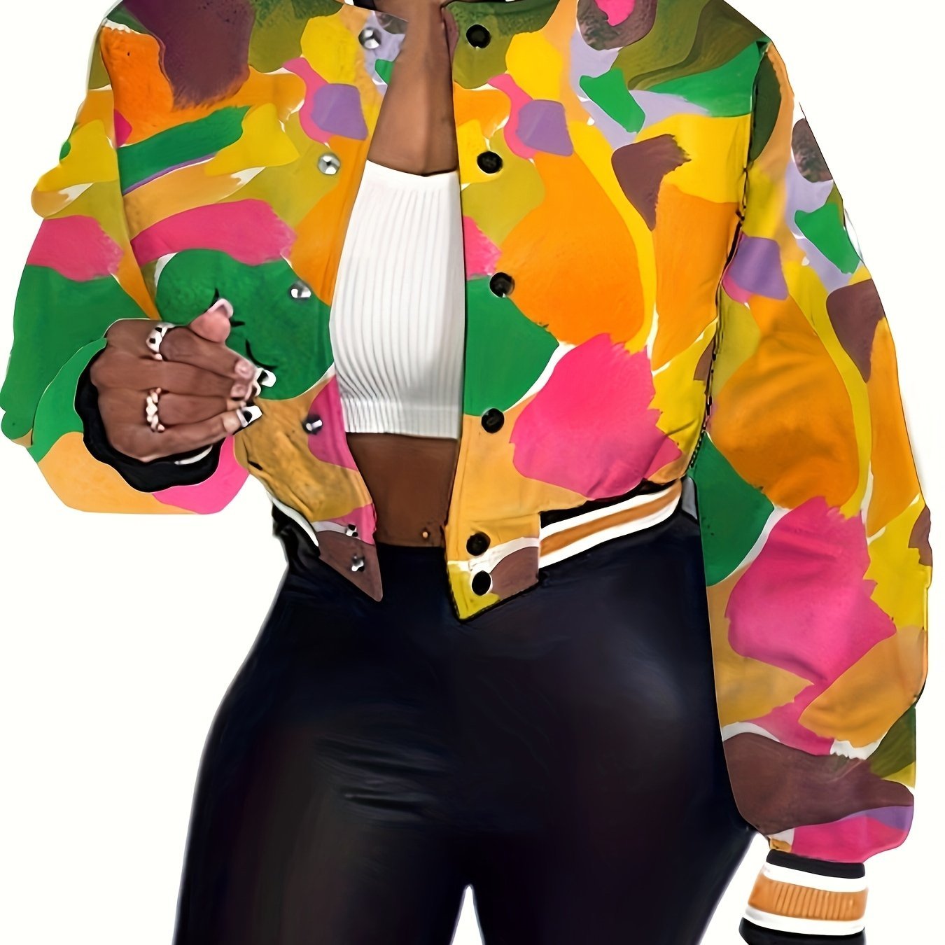  - designed Trendy Patterned Baseball Jacket for Women - veyora