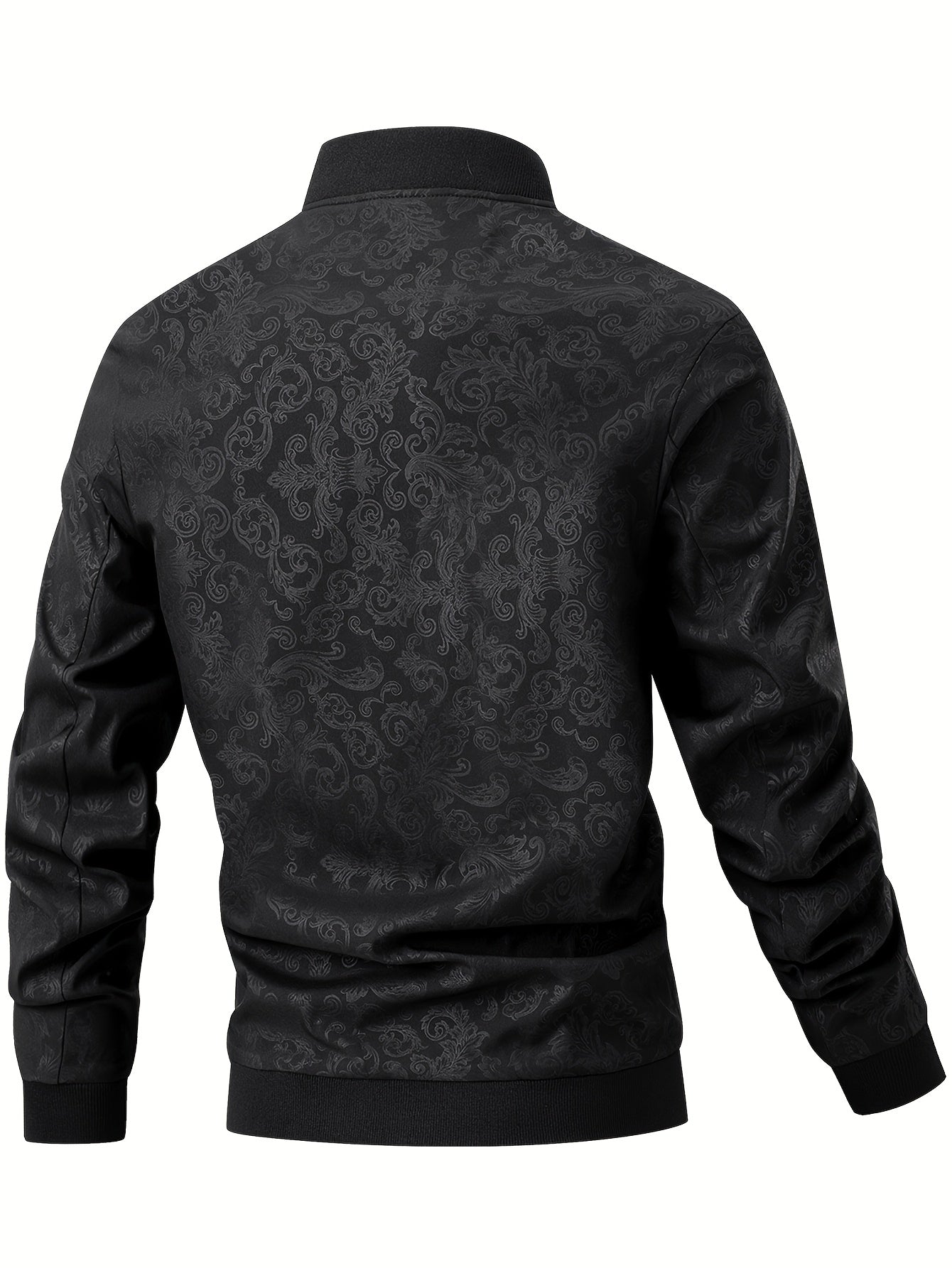 Men'S Casual Pilot Jacket | Phoenix Print Texture with Baseball Collar, 97%, 3% Spandex, Suitable for Spring and Autumn Outdoor Wear - veyora