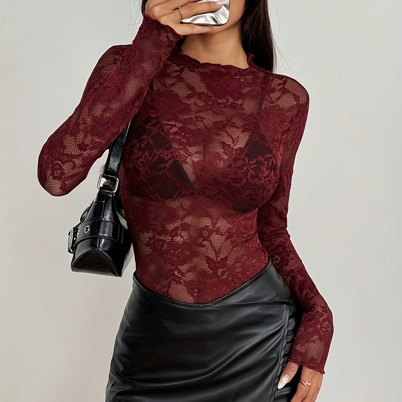 Women's Sexy Lace Sheer Top - veyora
