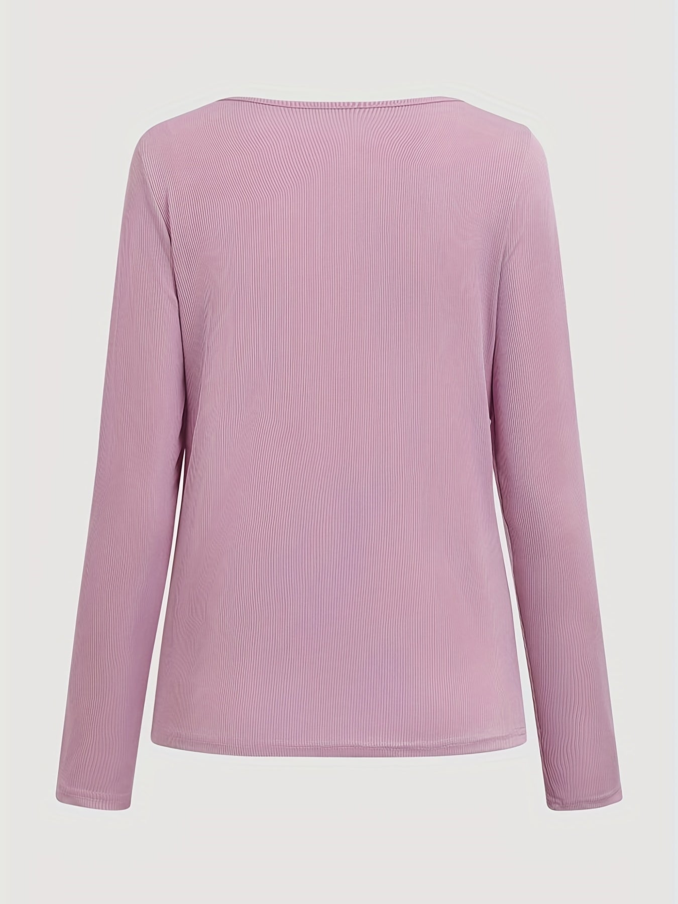 Ribbed Pink Zip - Up Long - Sleeved T-Shirt - veyora